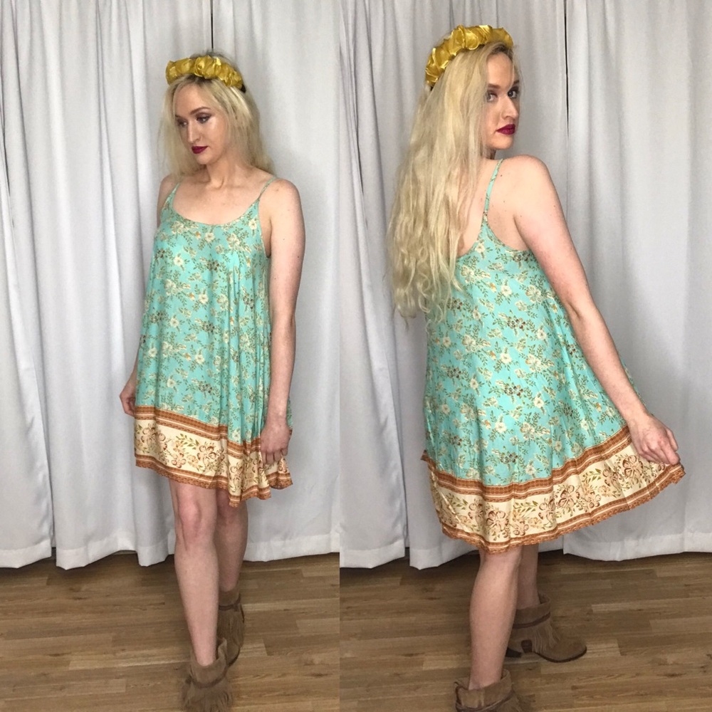 LAST 1 Umgee Mint Blue Floral Print Strap s m l - Picture 8 of 11